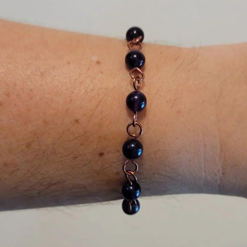 Amethyst Copper Chain Bracelet - Picture 2 of 5